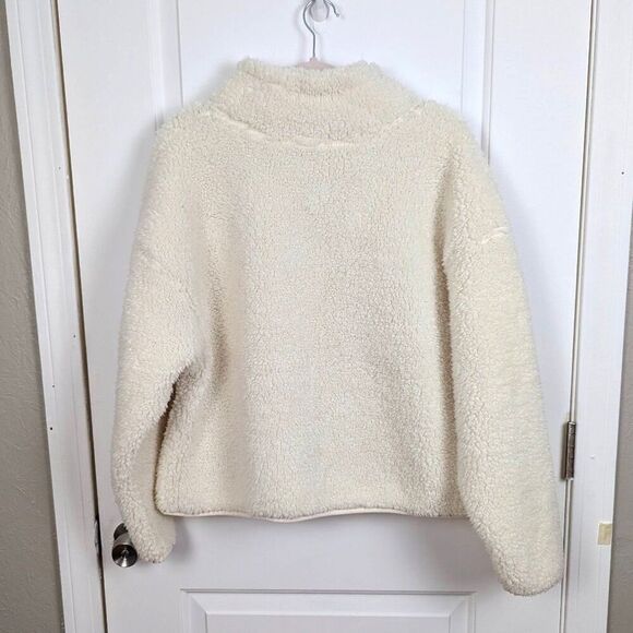 Champion | Cream Sherpa Fleece Quarter-Zip Pullover Size Large - Picture 2 of 6